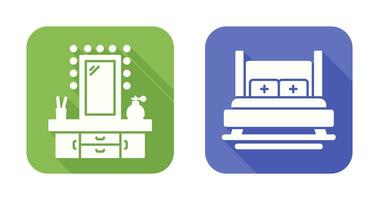 Dressing Table and Bed Icon vector