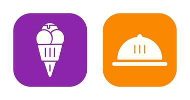 Ice cream and Dish Icon vector