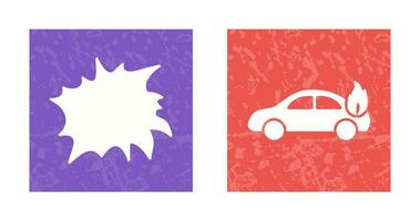 explosion and car on fire  Icon vector