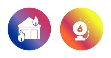 fire consuming house and fire alert  Icon vector