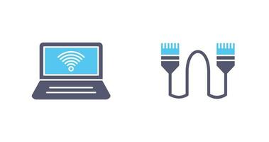 Connected Laptop and Internet Cable Icon vector