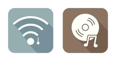 wifi sign and music cd  Icon vector