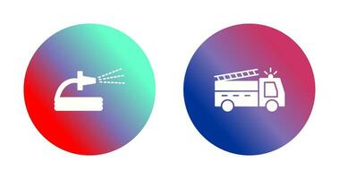 spraying water and fire truck  Icon vector