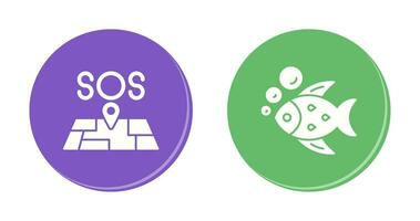 Sos and Fish Icon vector