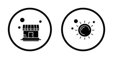 Store and Sun Icon vector