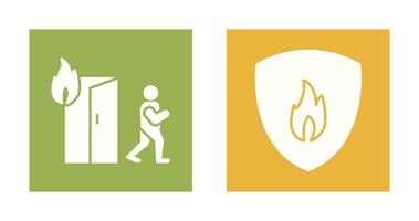 running from fire and fire shield  Icon vector