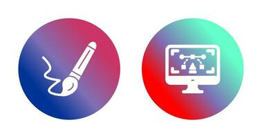 paint brush and desktop Icon vector