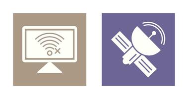 Disconnected Network and Satellite Icon vector