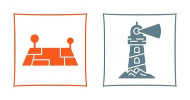 Pin Location and Lighthouse Icon vector