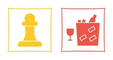 pawn and wine bottle in ice  Icon vector