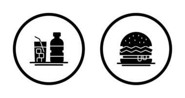 mineral agua y hamburguesa icono vector