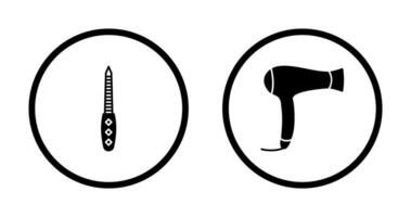 Nail File and Hair Dryer Icon vector