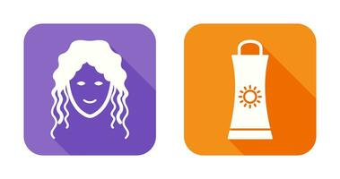 Sunblock Cream and Hair Curly Icon vector