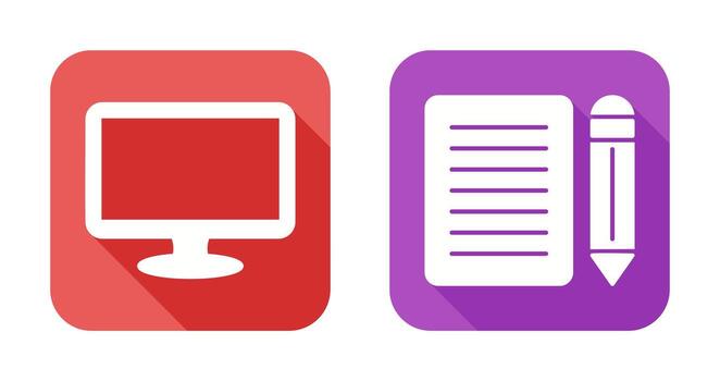 Monitor and Note Icon vector