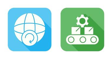 Earth and Conveyor Belt Icon vector