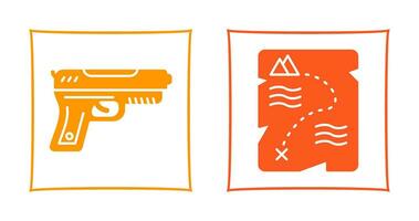 pistola y tesoro icono vector