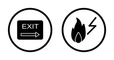 exit and electricity fire Icon vector