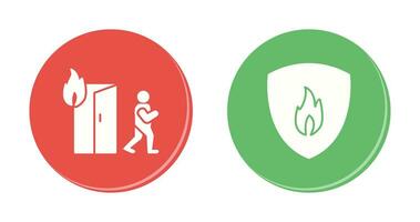 running from fire and fire shield  Icon vector