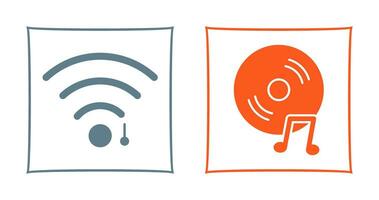 wifi sign and music cd  Icon vector