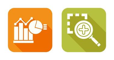 Bar Chat and Zoom In Icon vector