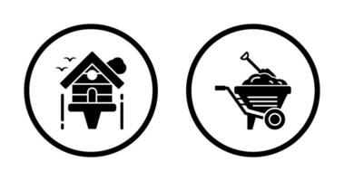 Diging and Birdhouse Icon vector