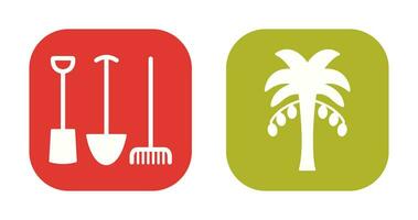 Gardening Tools and Palm tree Icon vector