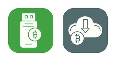 Bitcoin Usb Device and Down Arrow Icon vector