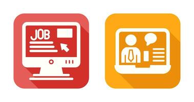 Online Job and Online Job Interview Icon vector
