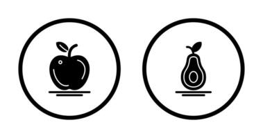 manzana y aguacate icono vector