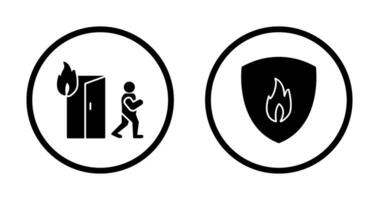 running from fire and fire shield  Icon vector