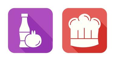 Tomato ketchup and Chef Hat Icon vector