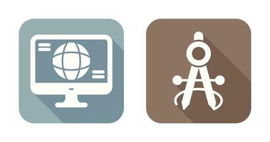 monitor and compass Icon vector