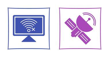 Disconnected Network and Satellite Icon vector