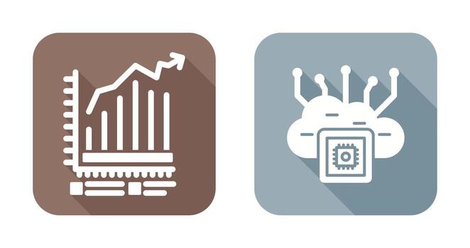 bar gráfico y nube informática icono vector