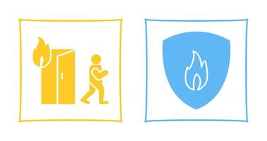 running from fire and fire shield  Icon vector