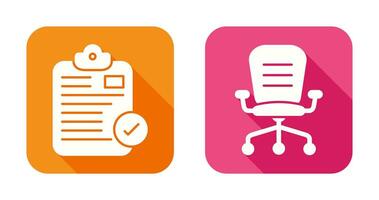 Secure Notepad and Office Chair Icon vector