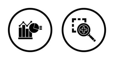 Bar Chat and Zoom In Icon vector