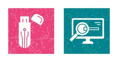 Usb and Search Icon vector