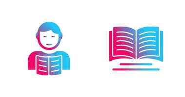 estudiante y libro icono vector