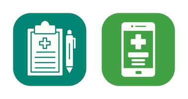 médico grabar y médico aplicación icono vector