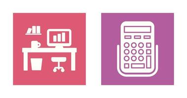 Office Desk and Calculator Icon vector