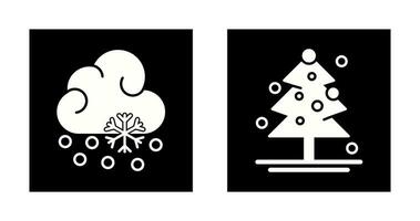 Snow Fall and Christmas Tree Icon vector