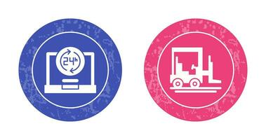 24 hours and forklift Icon vector