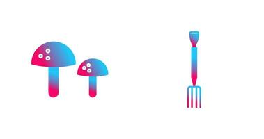 Mushrooms and Gardening Fork Icon vector