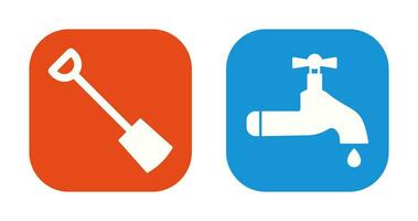 Hand Shovel and Water Tap Icon vector