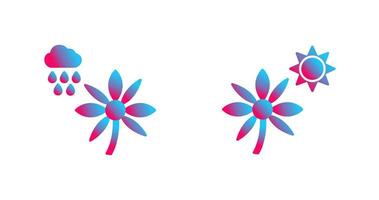 Flower with rain and Flower  Icon vector