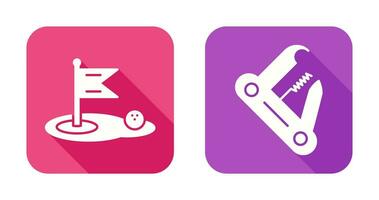 Golf and Swiss Army Knife Icon vector