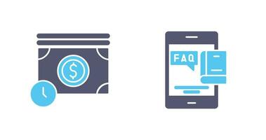 Time is Mony and Faq Icon vector