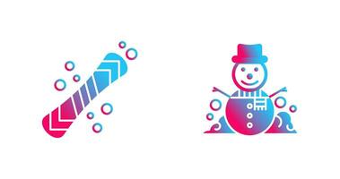 tabla de snowboard y monigote de nieve icono vector