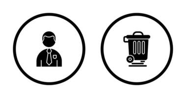 Employee and Dustbin Icon vector